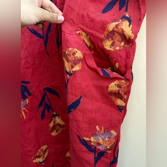 NWOT Coldwater Creek XL Midi 100% Linen‎ Dress Floral Cottagecore Lagenlook Boho - Picture 2 of 5